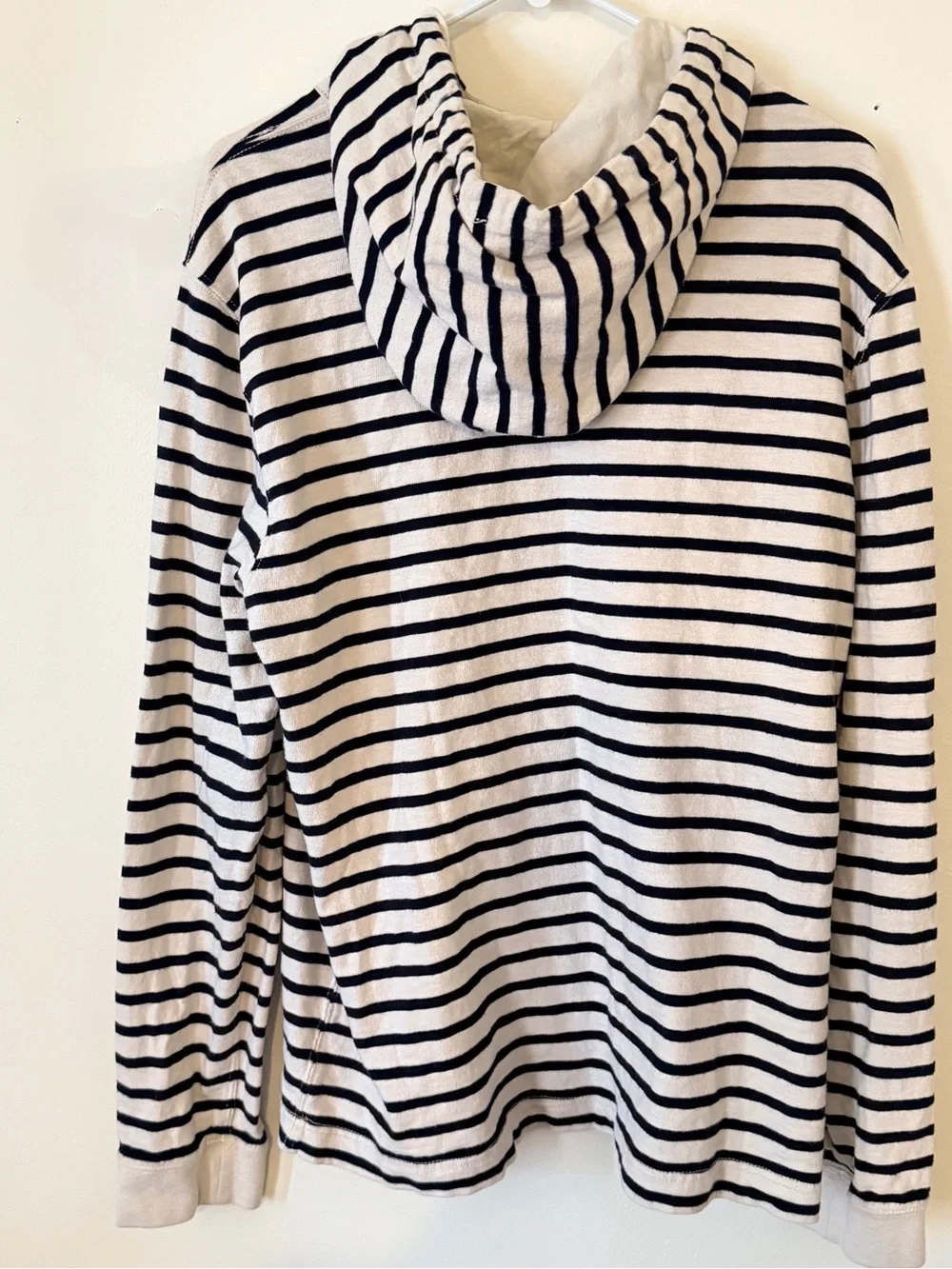 J. Crew Striped Hooded Pullover - Black & Cream